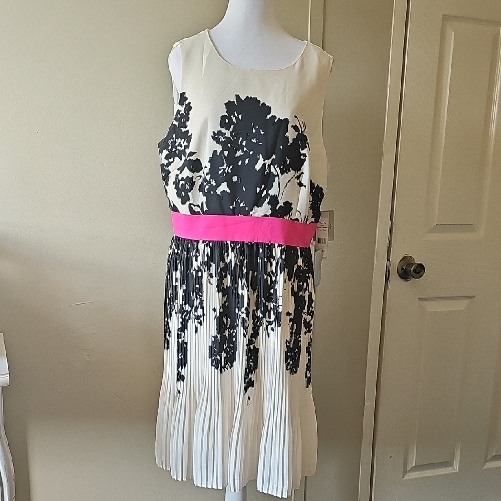 Eliza J Cream and Black Floral Dress